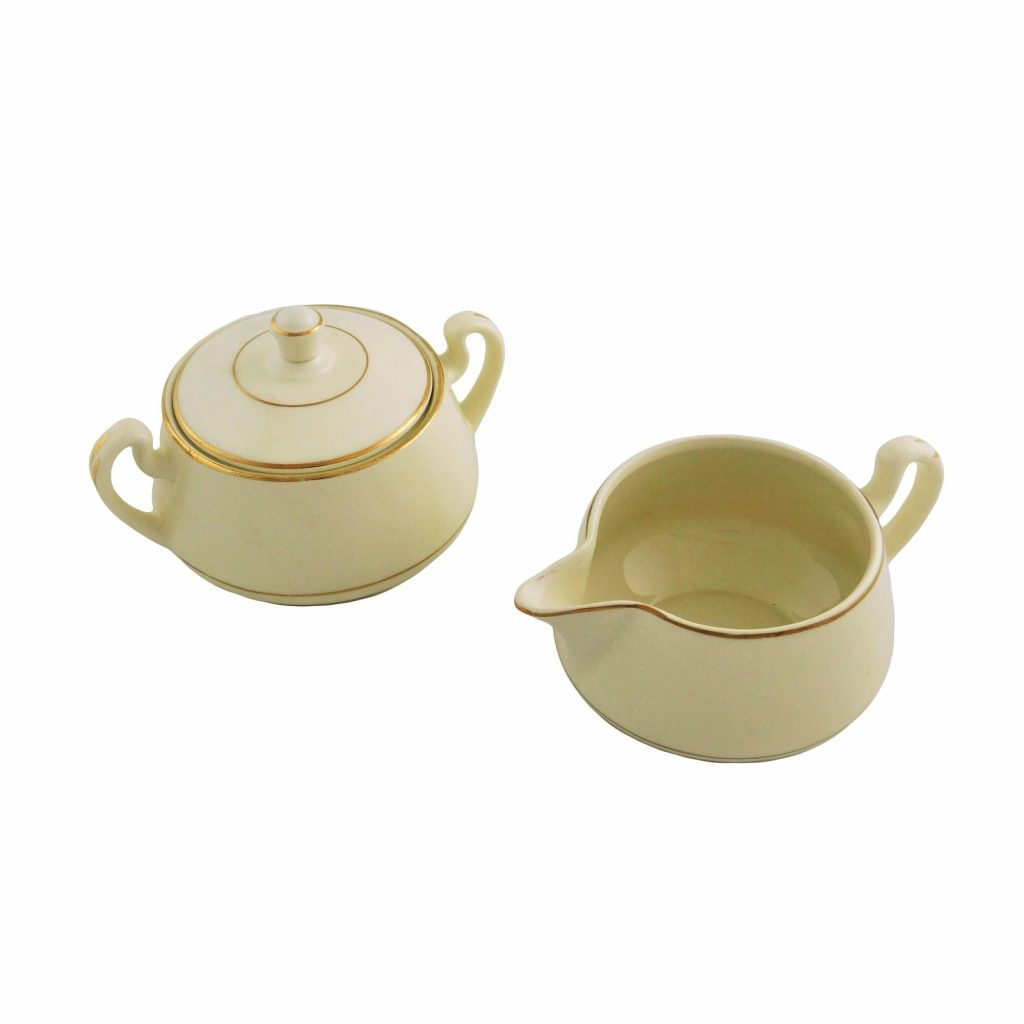 Ivory and gold creamer dishware rentals - New Berlin & Delafield