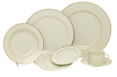 Ivory and gold china dishware rentals - New Berlin & Delafield